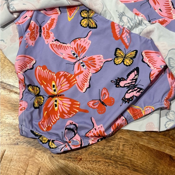 Hanna Andersson Butterfly Ruffle Detail One Piece Swimsuit Size 12 - Picture 3 of 4